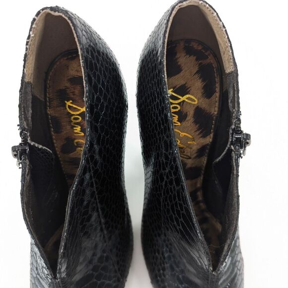 Sam Edelman Whitley Black Pointy Toe Snakeskin Embossed Ankle Bootie Size 8 - Picture 8 of 9